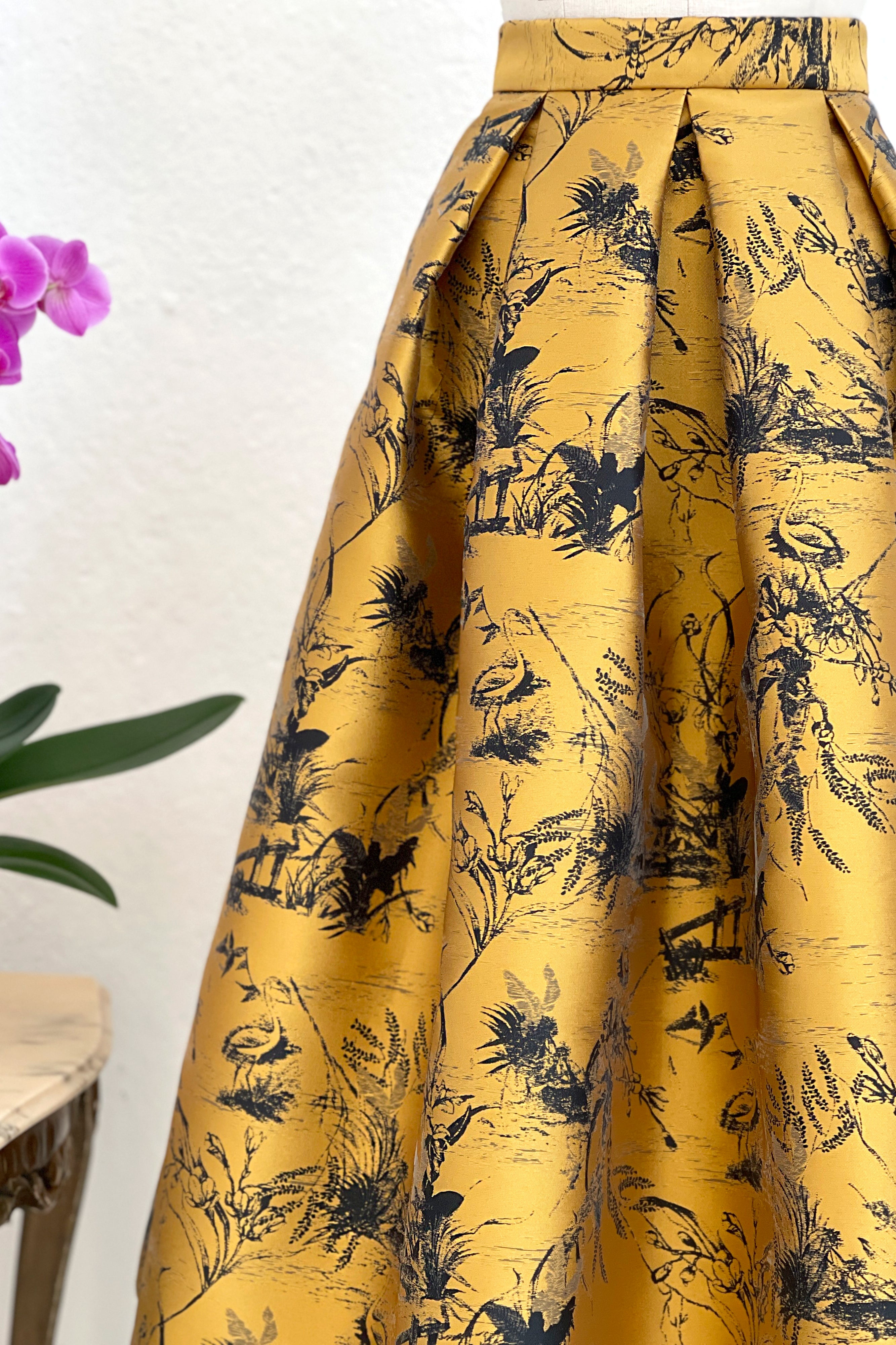 Gonna midi Toile de Jouy  Yellow