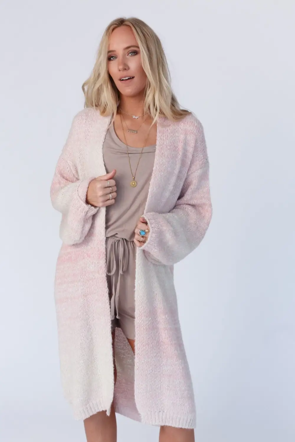 Cuddle Up Cozy Long Cardigan - Blush