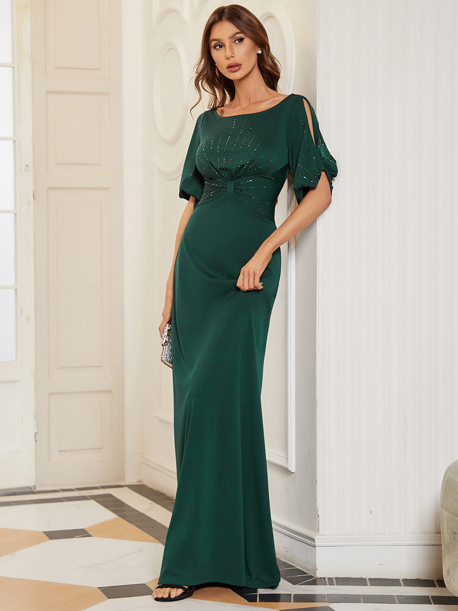 Elegant Wholesale Chiffon Fishtail Evening Dress With Round Neck