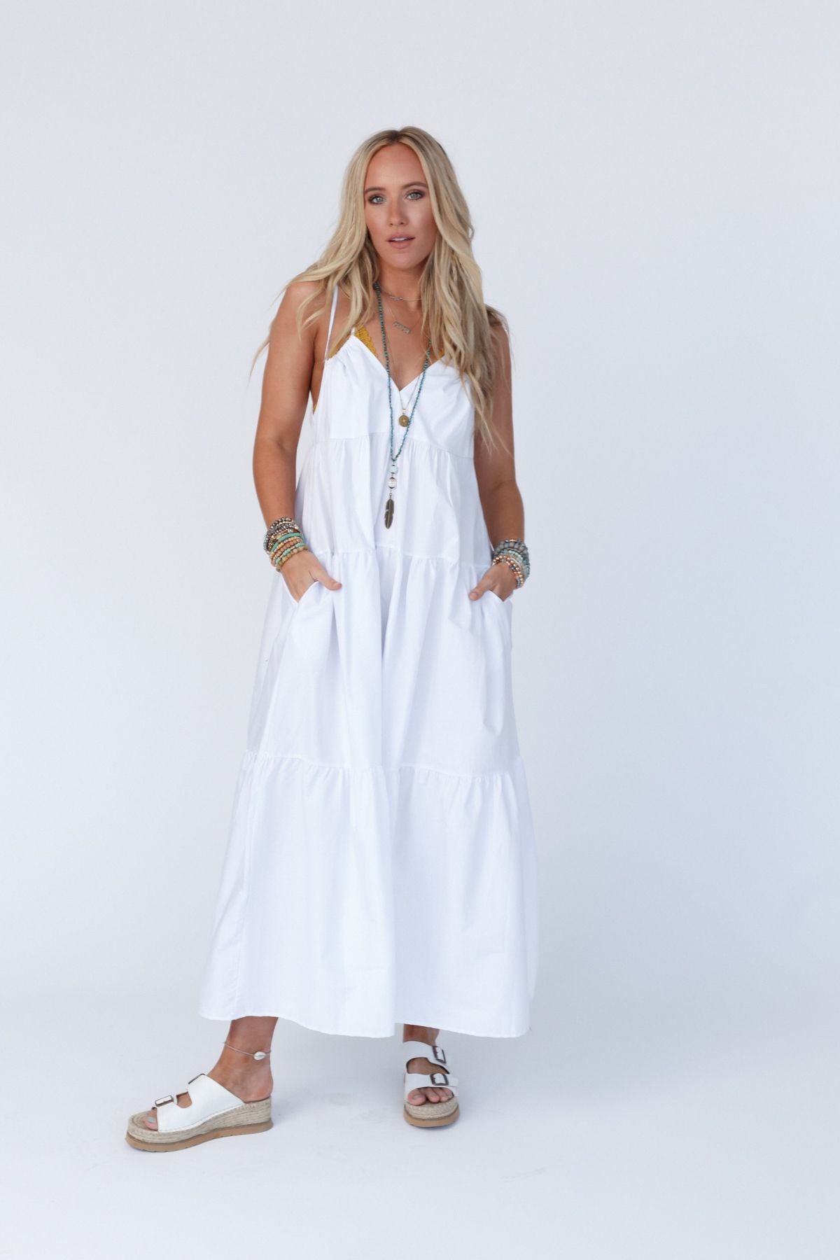 Havana Nights Tiered Maxi Dress - Off White