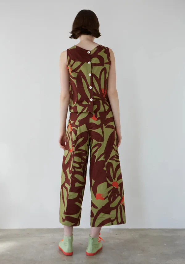 KHAKI FLOWERS BOMBA PANTS