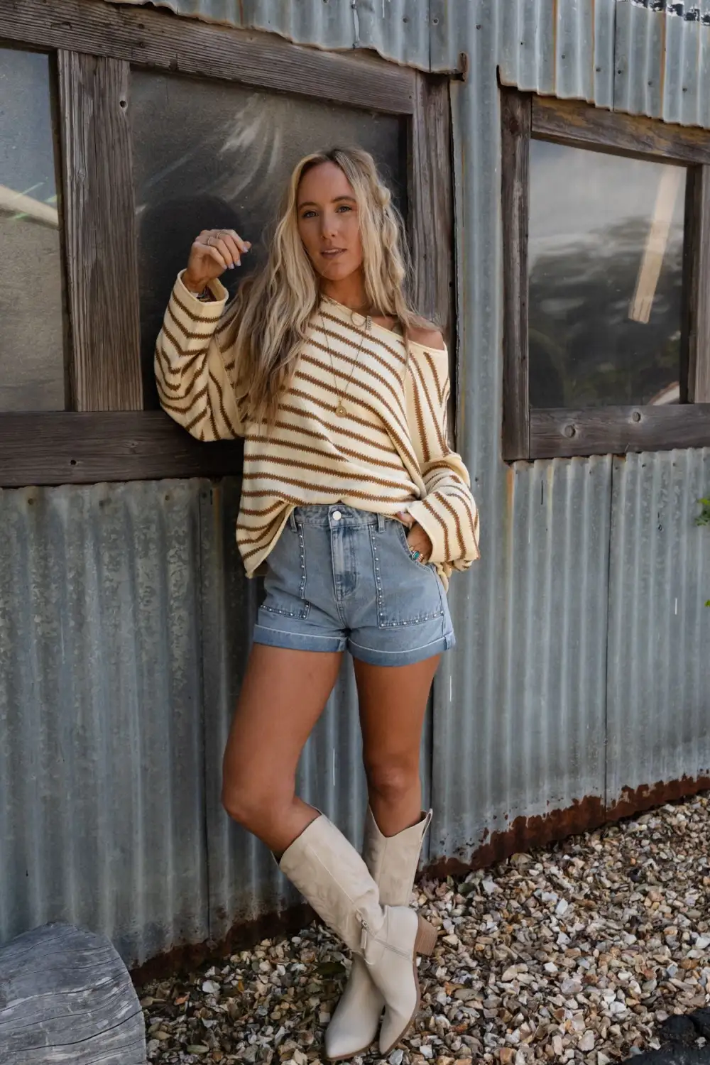 All My Stripes Oversized Sweater - Mustard