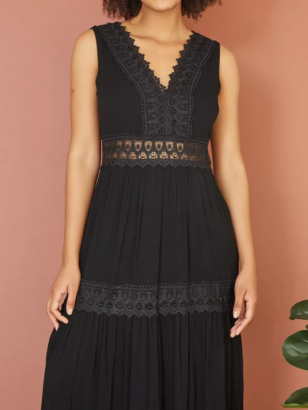 Lace Trim Cotton Maxi Sundress