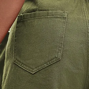 High Waist Denim Cargo Shorts