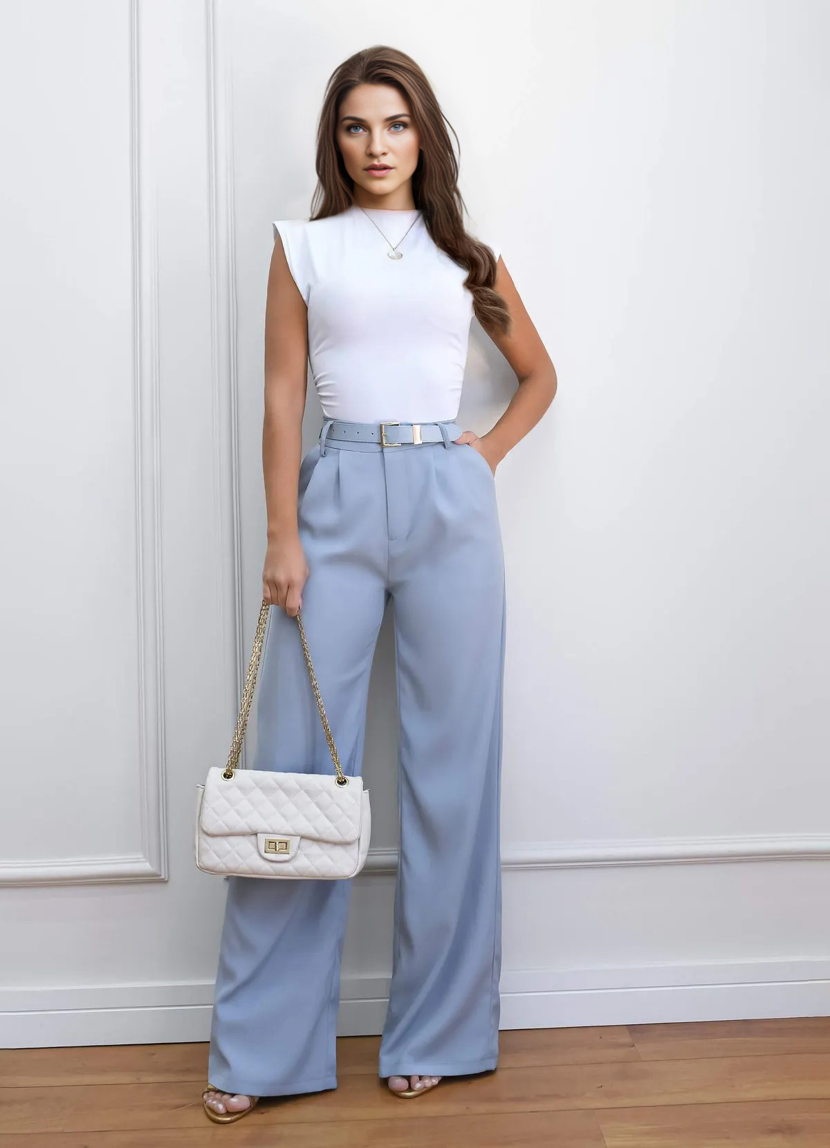 WIDE LEG PLEATED DRESS PANTS