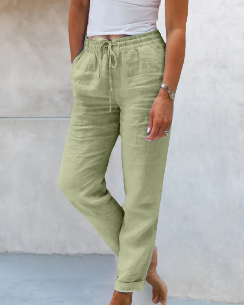 Casual  Solid Color Straight Leg Pant