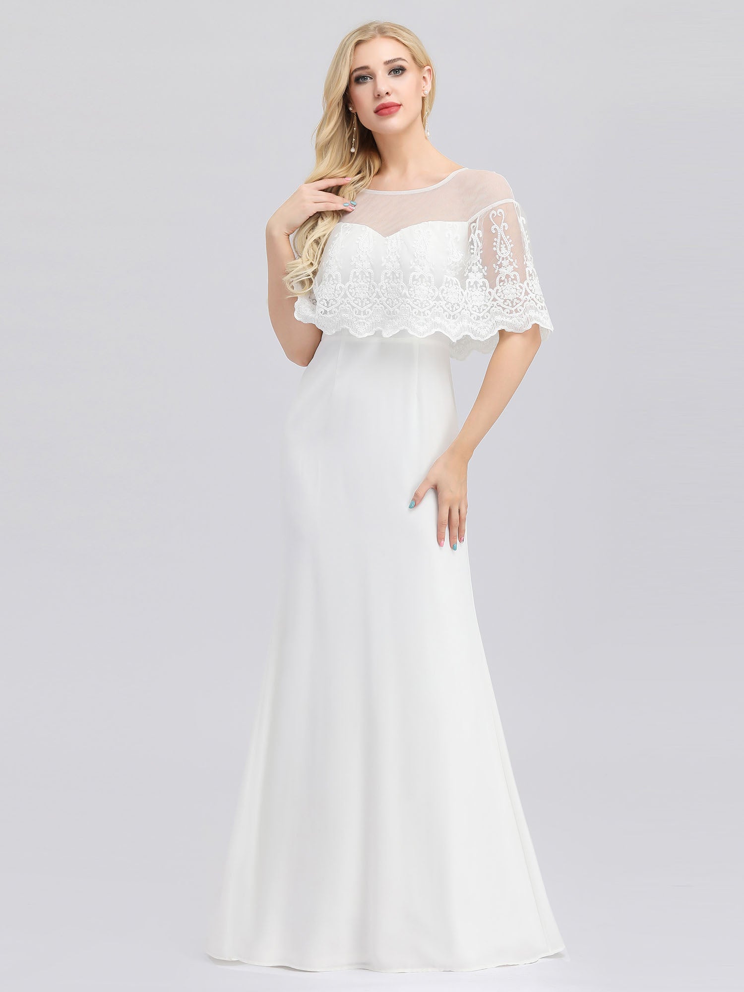 Sweetheart Illusion Ruffle Sleeves Floor-Length Wholesale Wedding Dresses