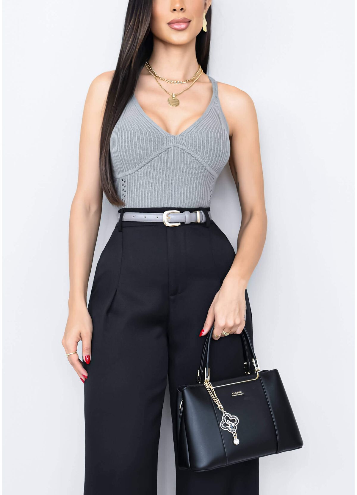 V-NECK CROPPED TOP WITH BRAIDED STRAPS