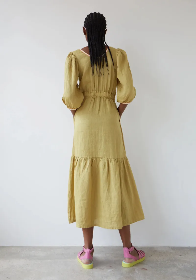 KHAKI LINEN JOY DRESS