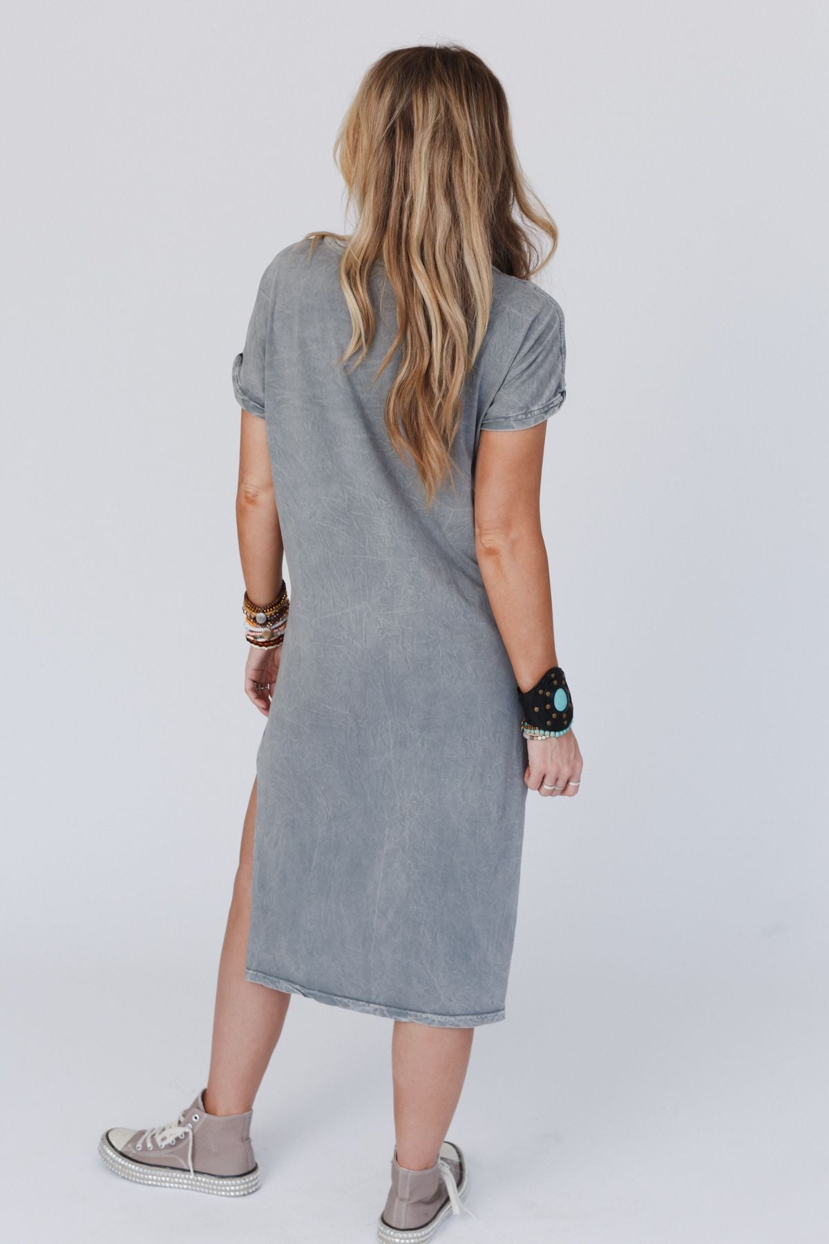 Bull Rider Tee Dress - Gray