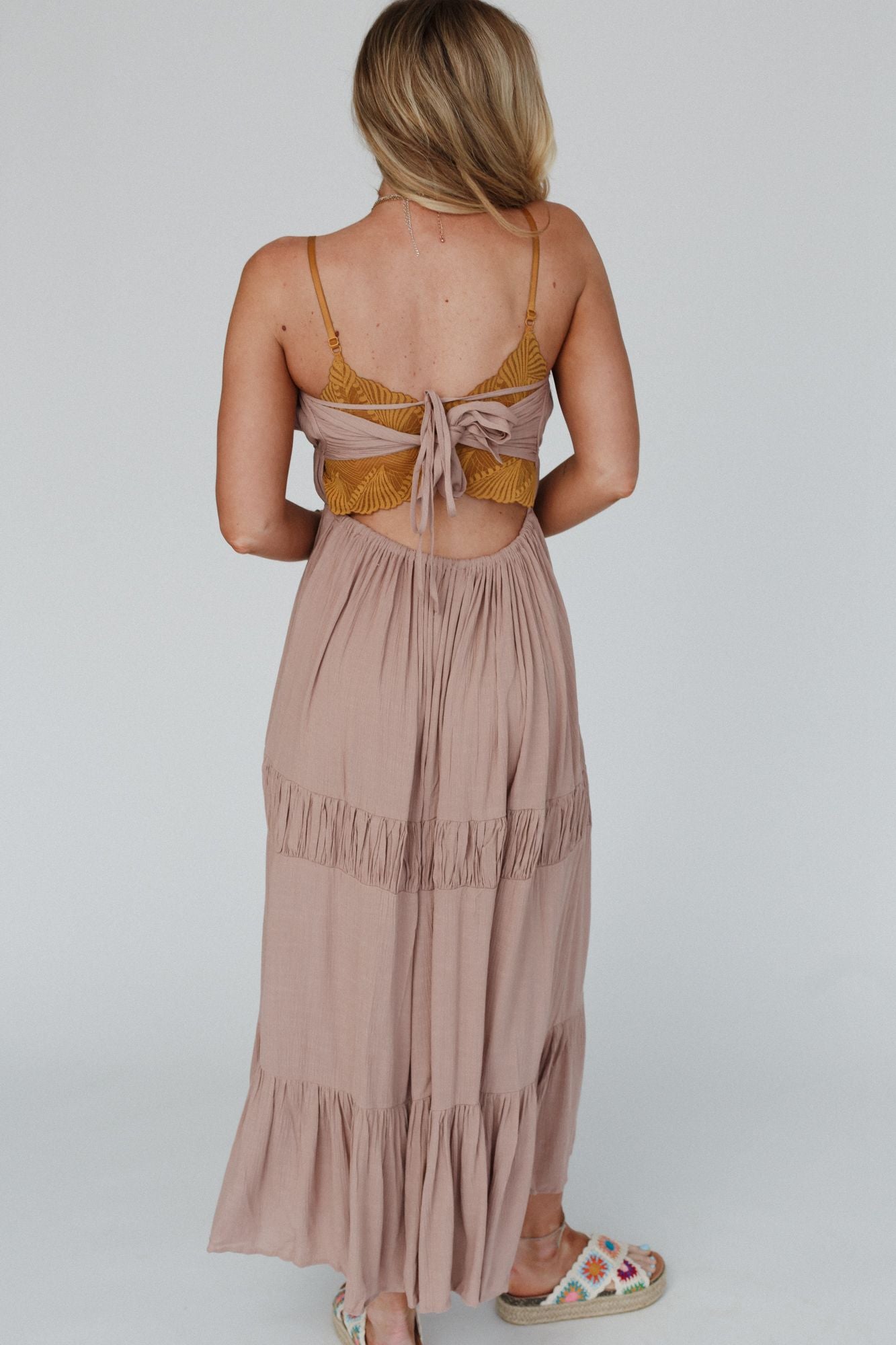 Malta Tie Back Maxi Dress - Taupe