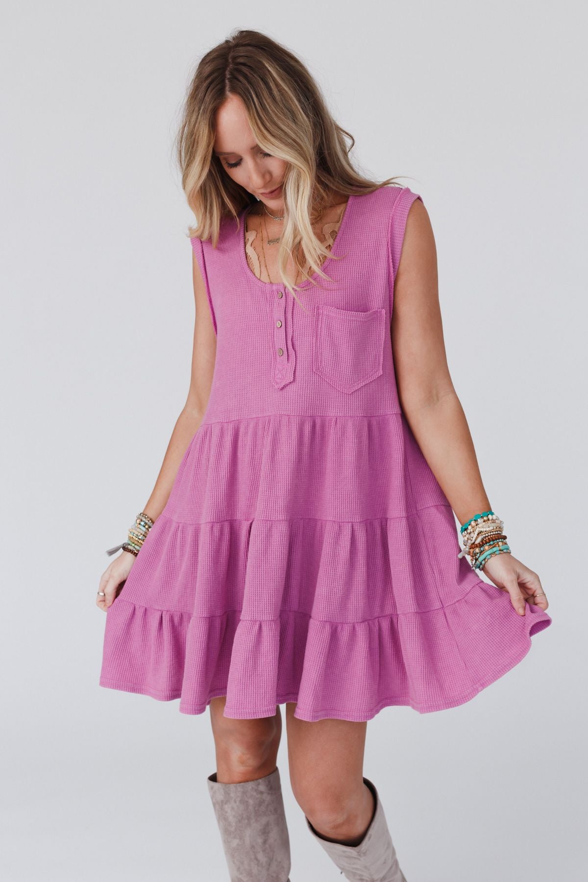 Hudson Tiered Ruffle Dress - Pink