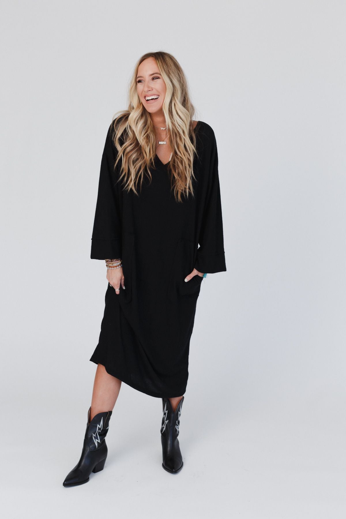 Remi Long Sleeve Maxi Dress - Black