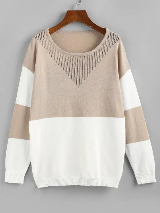 Openwork Colorblock Sweater