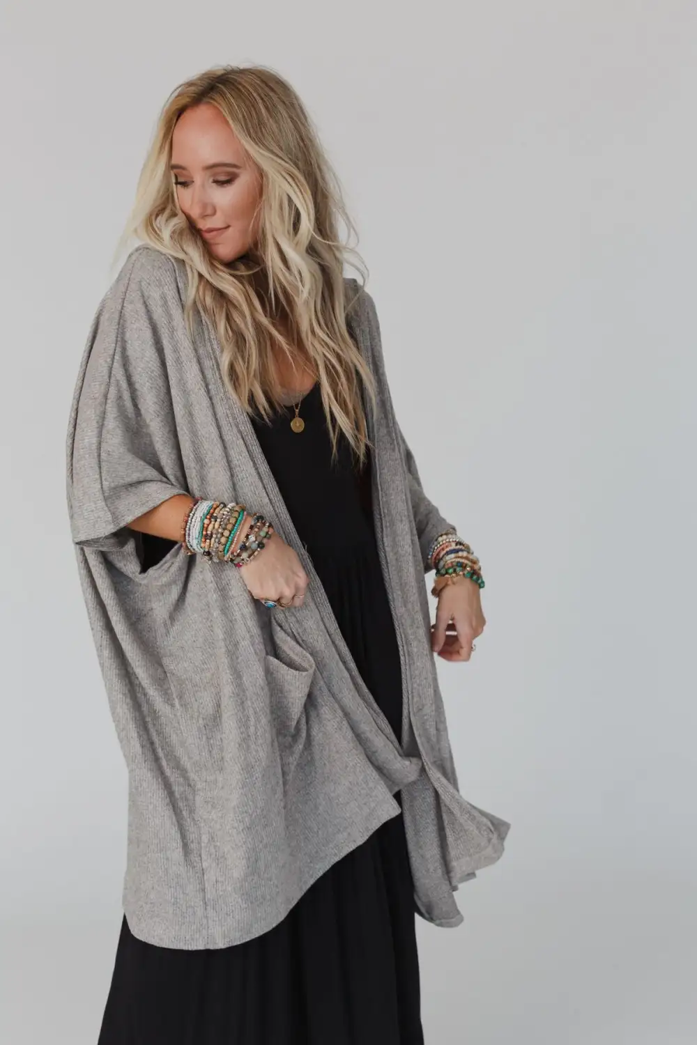 Boho Essential Hooded Ribbed Sweater - Oatmeal