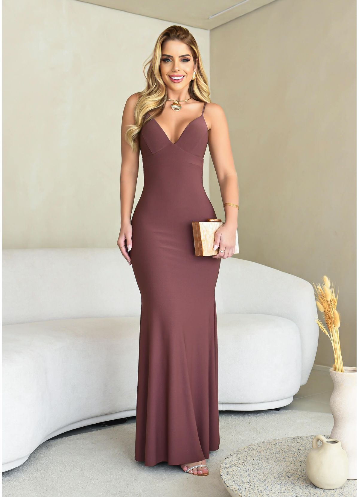 Mermaid Long Dress with Thin Straps