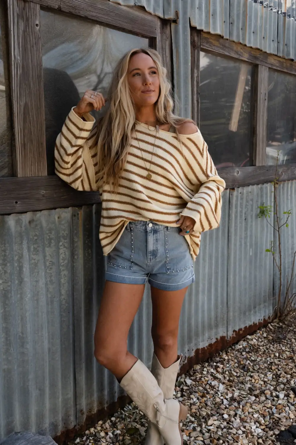 All My Stripes Oversized Sweater - Mustard