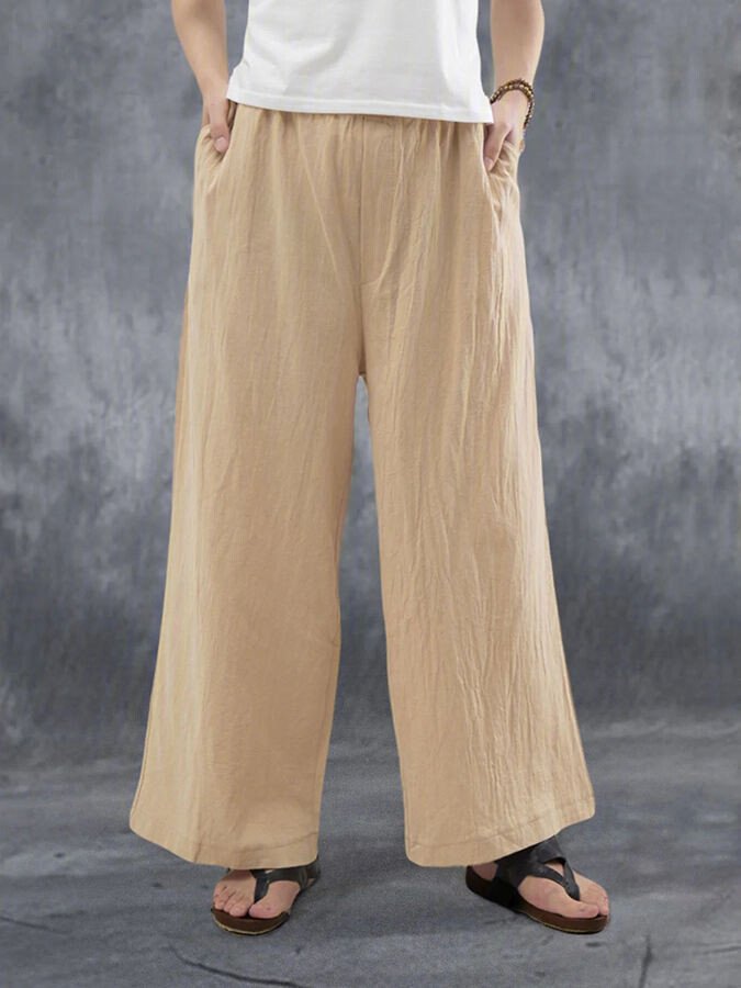 Women's Comfortable Casual Simple Cotton Linen Loose Wide Pants