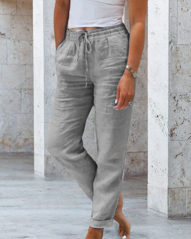 Casual  Solid Color Straight Leg Pant