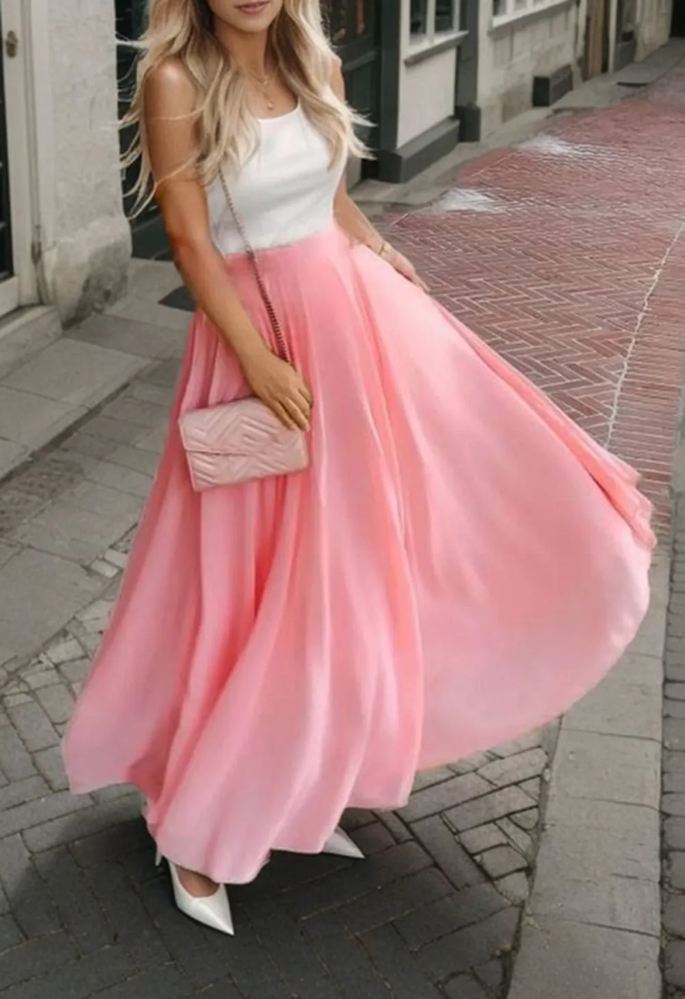 TIMELESS FAVORITE CHIFFON MAXI SKIRT IN PINK