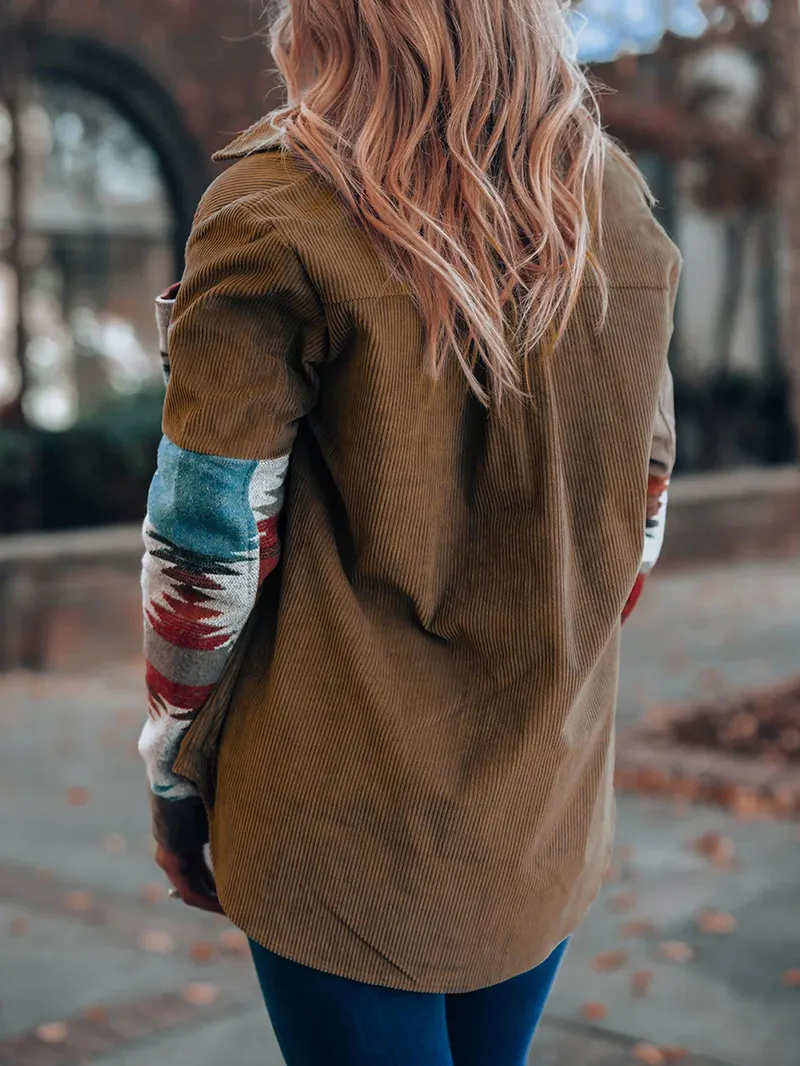 Vintage ethnic print corduroy jacket