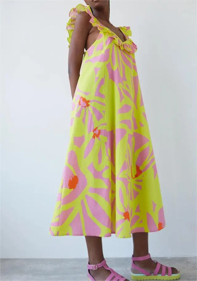 YELLOW FLORAL PARRA DRESS