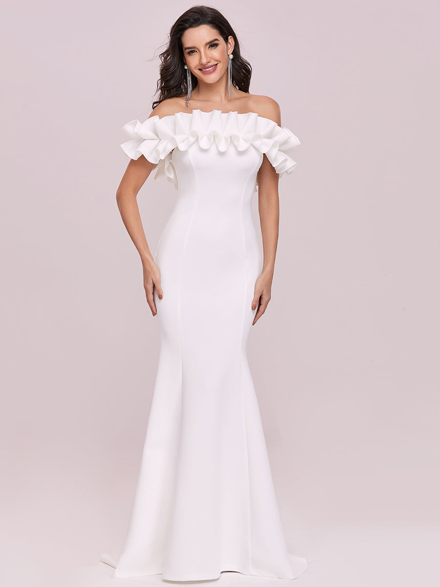 Cute Wholesale Ruffled Off Shoulder Long Fishtail Evening Dress