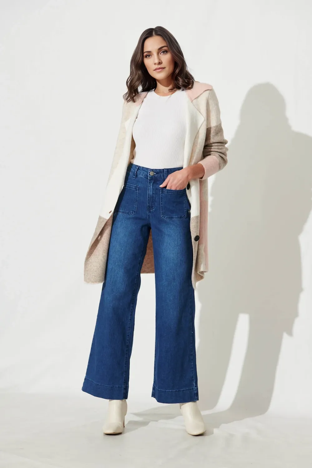 Juan High Rise Wide Leg Jean In Dark Blue Denim