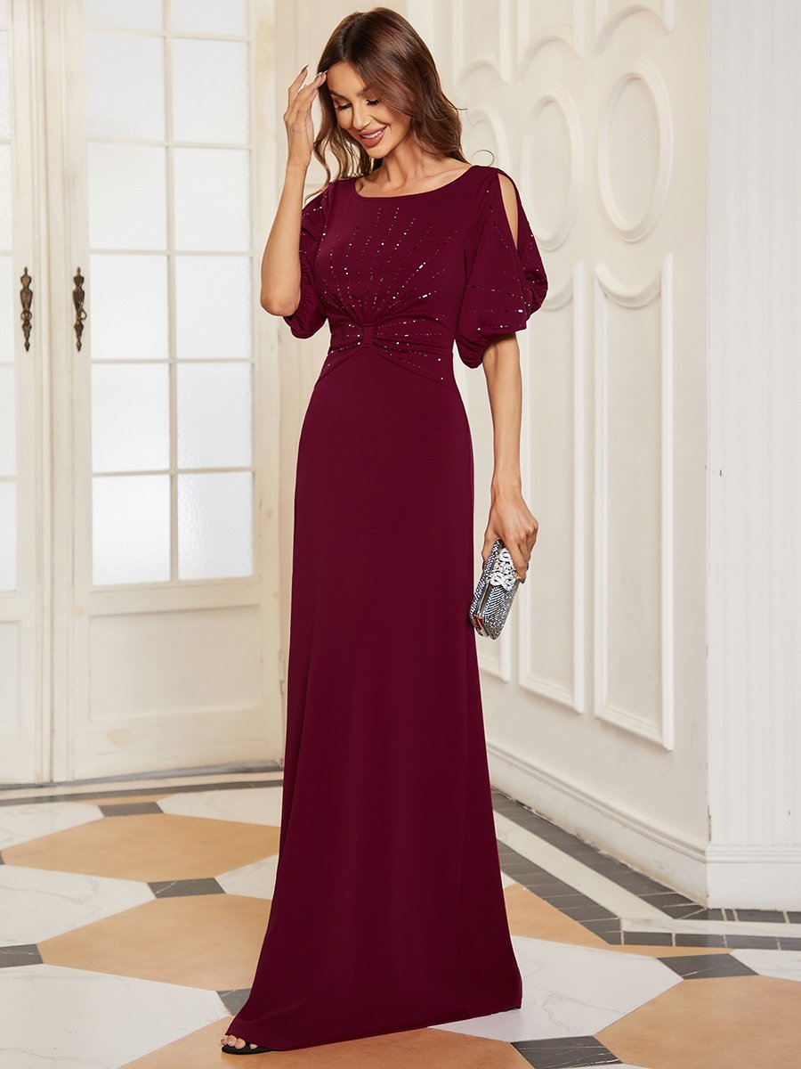 Trendy Round Neck Wholesale Chiffon Fishtail Evening Dress