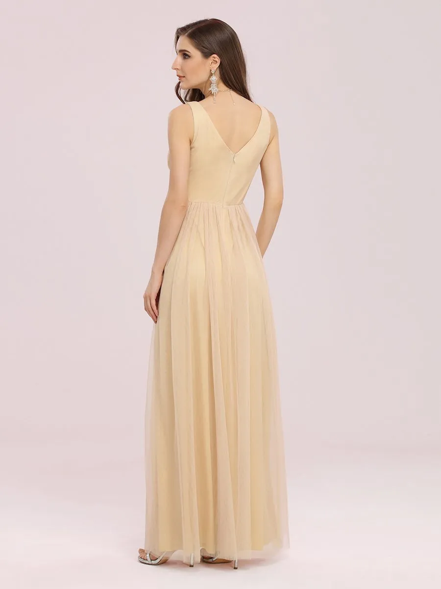 Fancy Sleeveless Wholesale Tulle Bridesmaid Dress with Belt