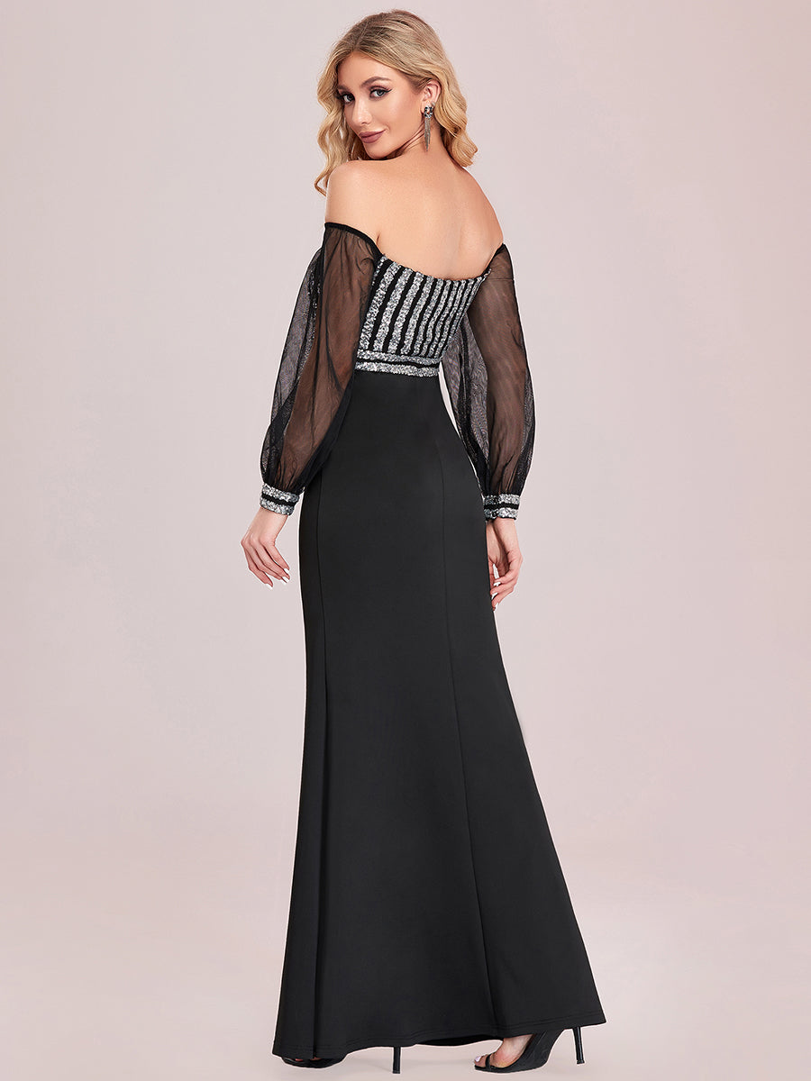 Women's Fashion Off Shoulder Sequin Wholesale Evening Dresses