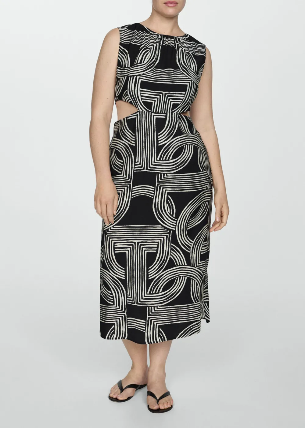 Printed dress with openings