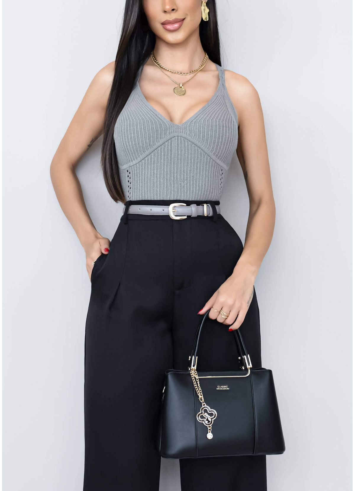 V-NECK CROPPED TOP WITH BRAIDED STRAPS