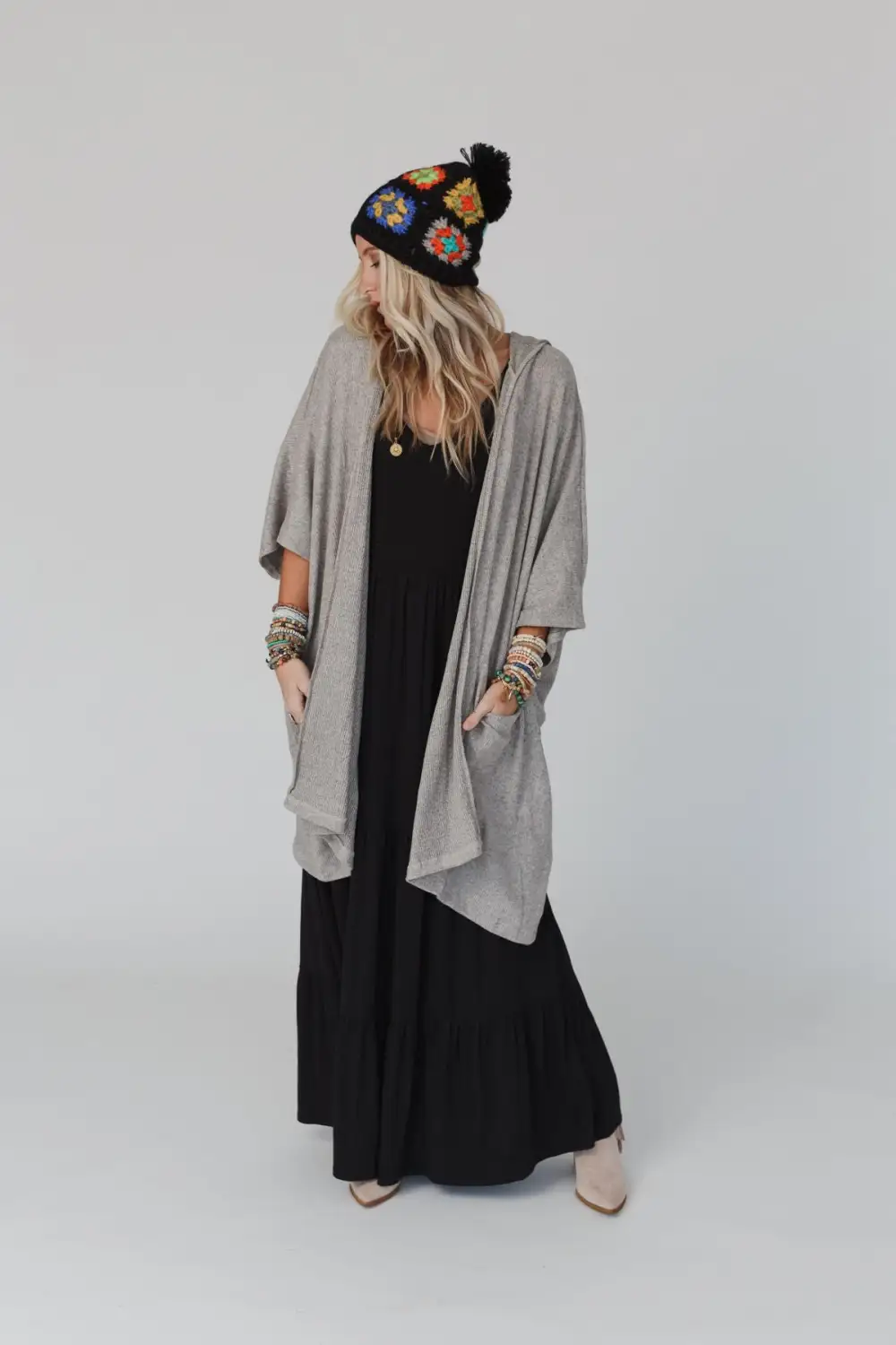 Boho Essential Hooded Ribbed Sweater - Oatmeal