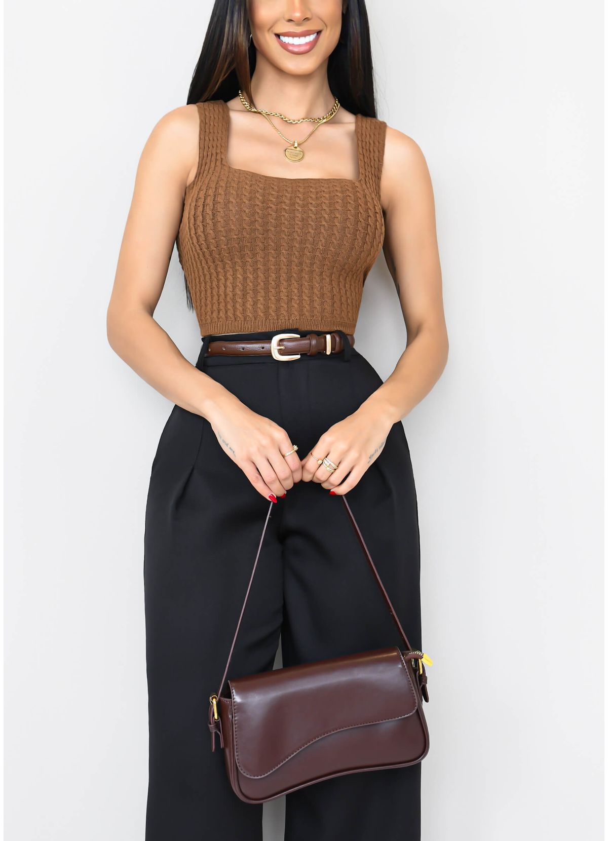 CROPPED WIDE STRAP STRAIGHT TEXTURE MODAL TOP