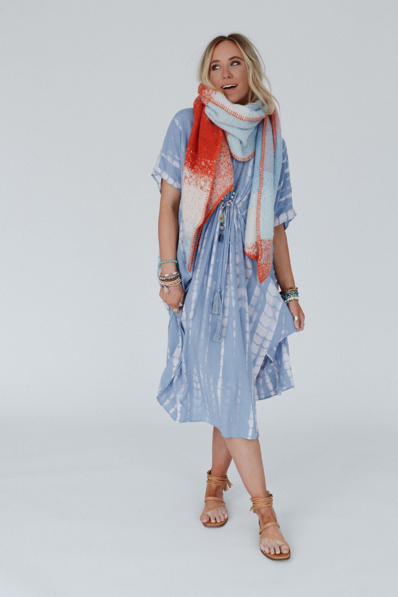 Sunny Shores Tie Dye Kimono Dress - Blue