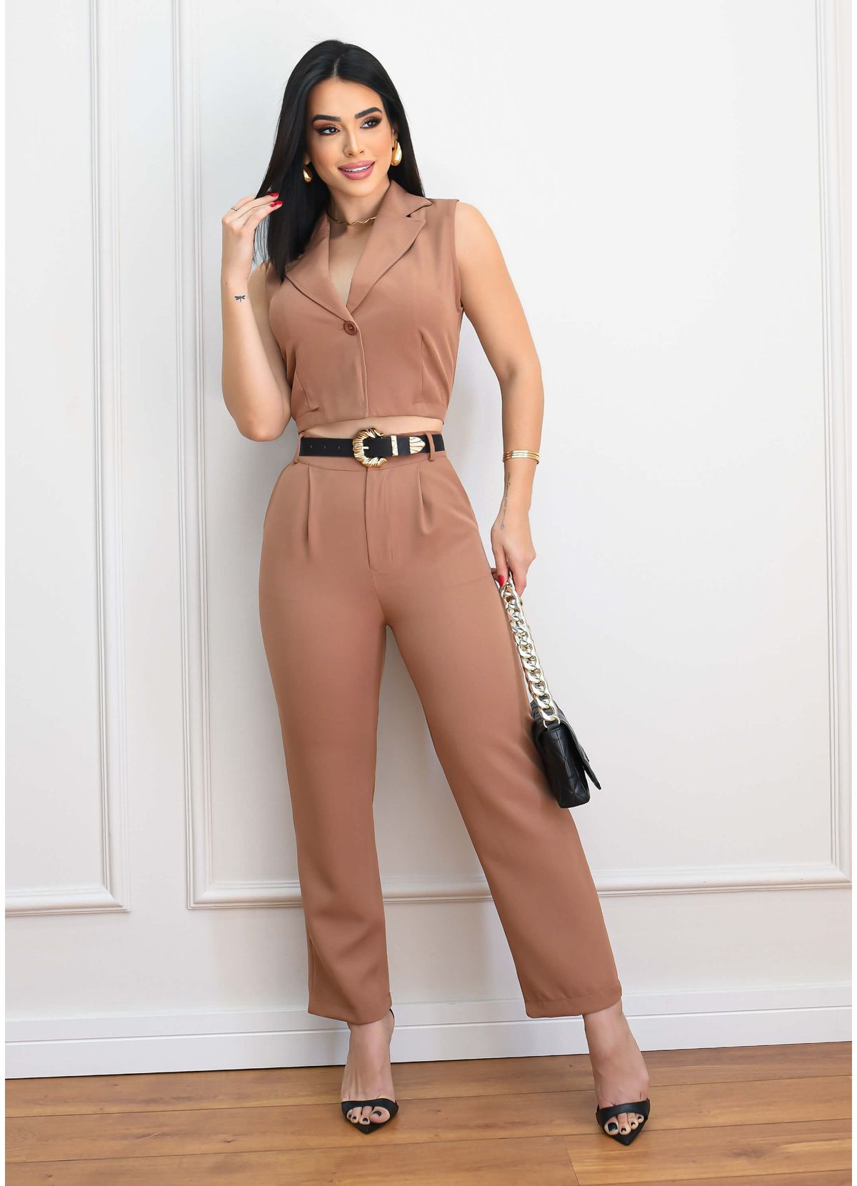 CROPPED SET WITH CLASSIC TAILORED TROUSERS