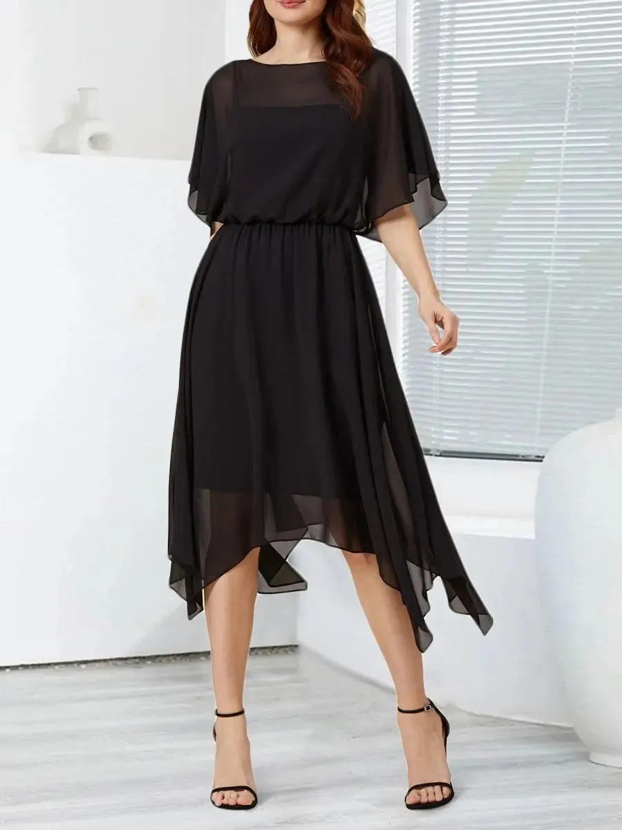 Black chiffon simple elegant dress