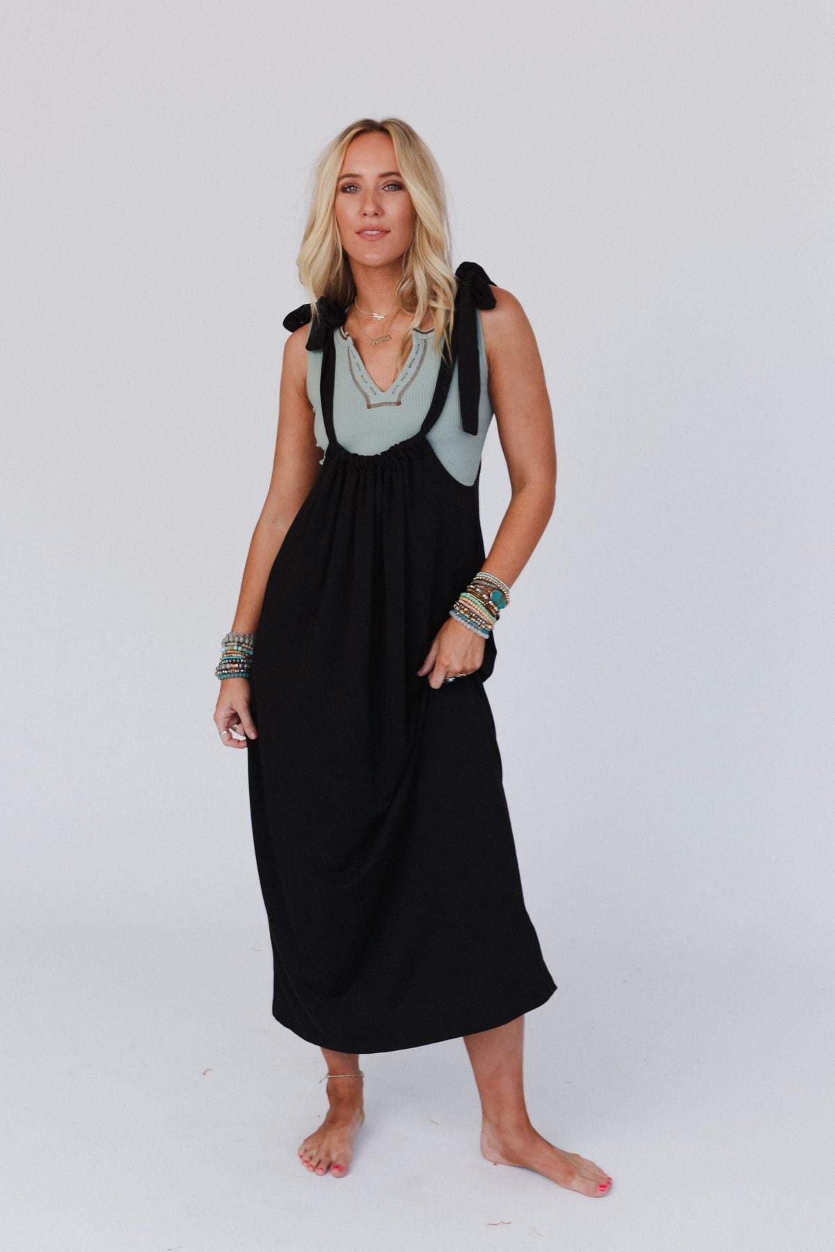 Forever Relaxed Gathered Dress - Black