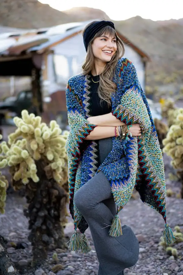 Desert Dreams Crochet Ruana - Cobalt