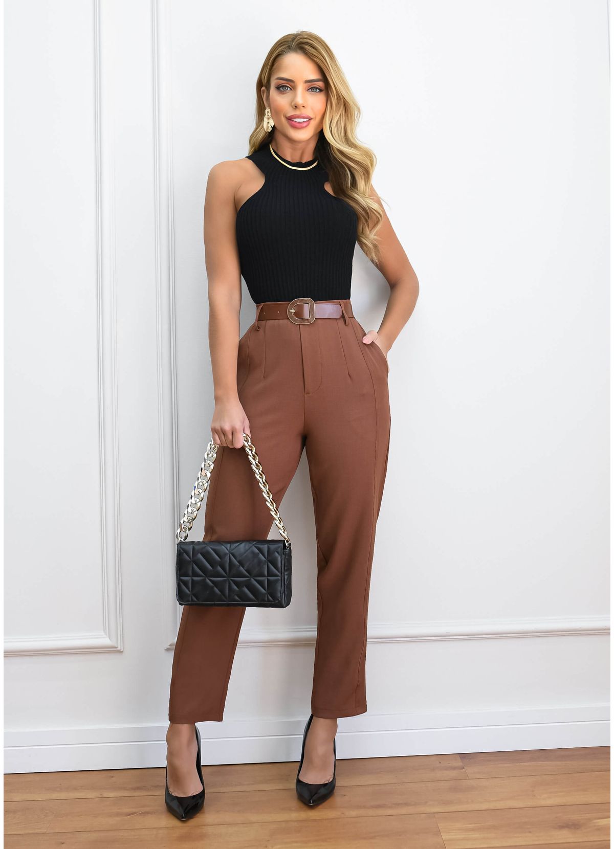 SLIM HIGH WAIST DRESS PANTS