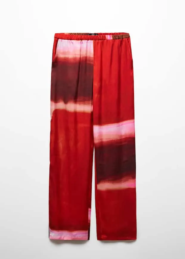 Tie-dye satin pants