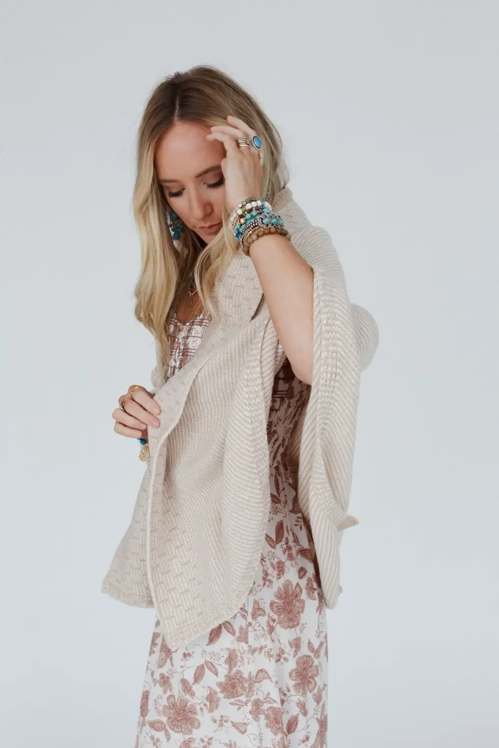 Blakely Cozy Knit Shawl - Beige