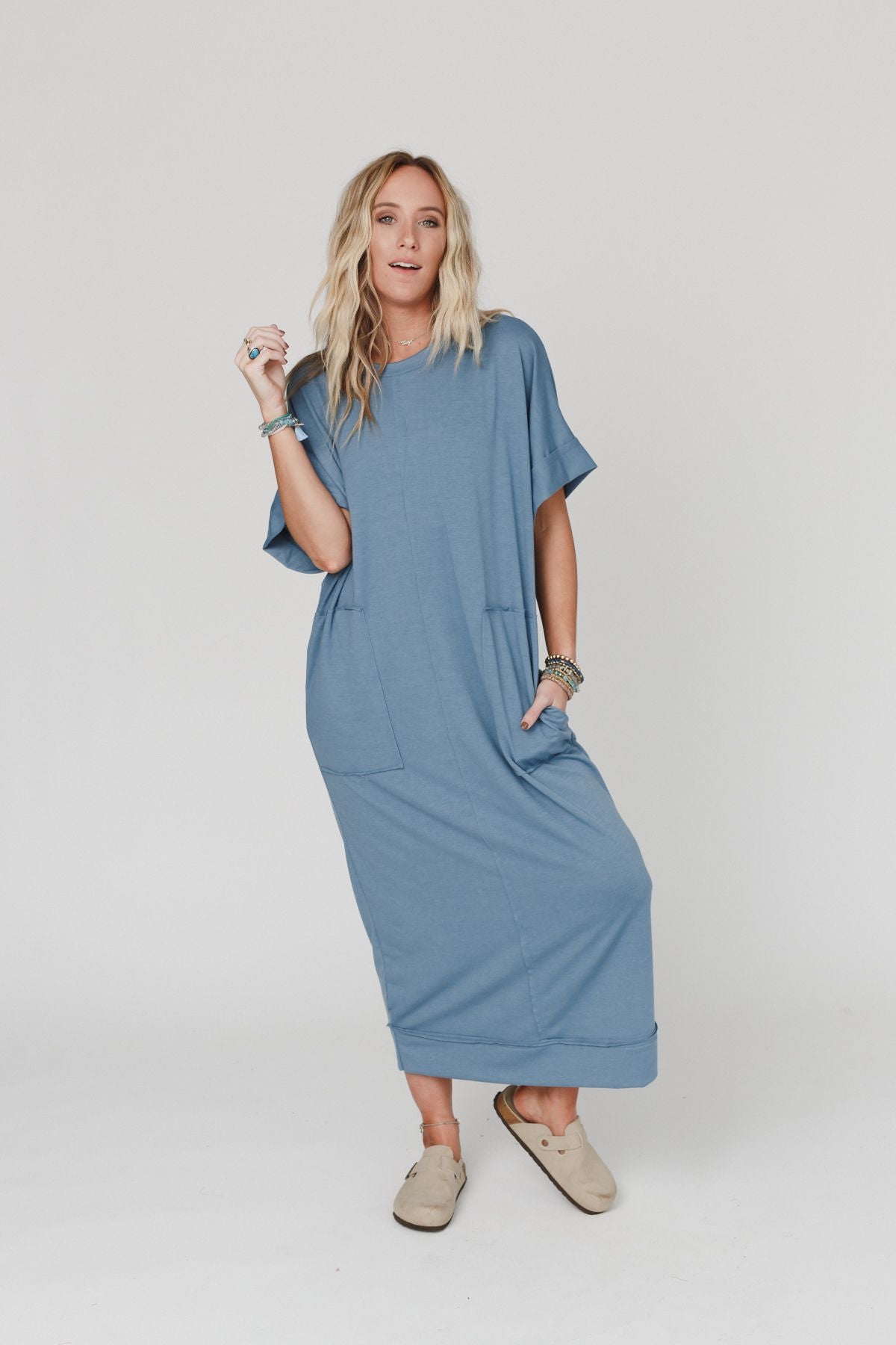 Laurel Short Sleeve Maxi Dress - Blue