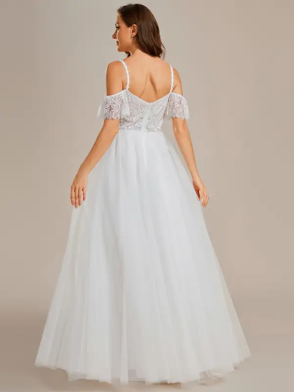 Spaghetti Straps See-Through Lace & Tulle Wholesale Wedding Dresses