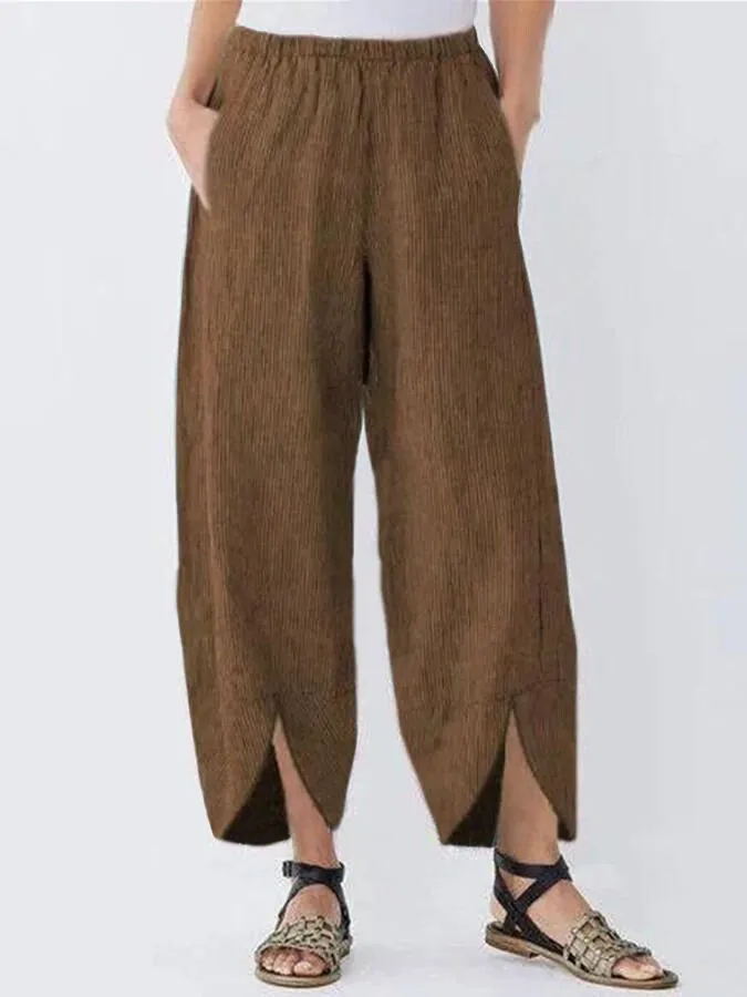 Women's Casual Pure Color Cotton Cropped Pants