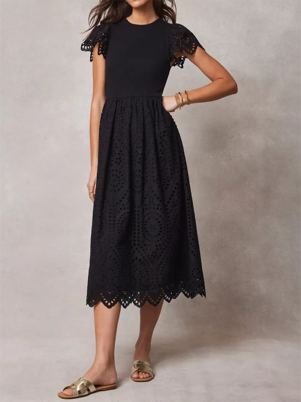 Broderie Anglaise Midi Dress