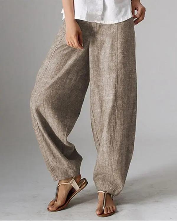 Casual Solid Color Pockets Harem Pants For Women