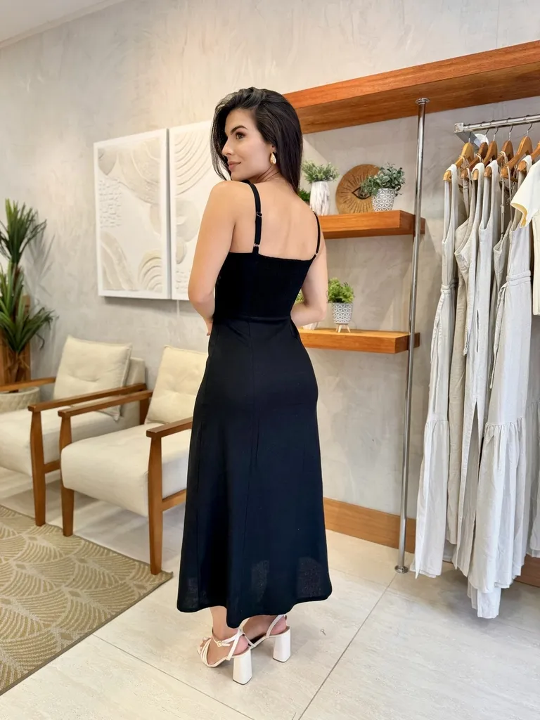 Black Vienna Linen Dress