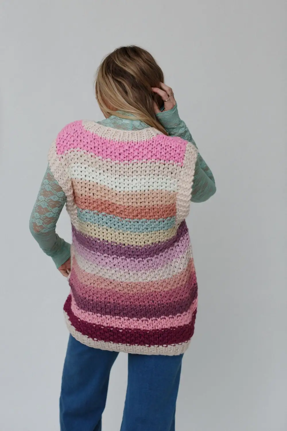 Wrapped Up In Color Knit Vest - Pink Multi